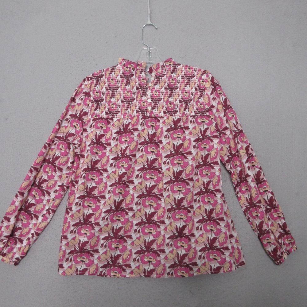 J Crew Liberty of London Top Small‎ Floral Butterfield Poppy Smocked Ruffle Neck - Picture 3 of 10